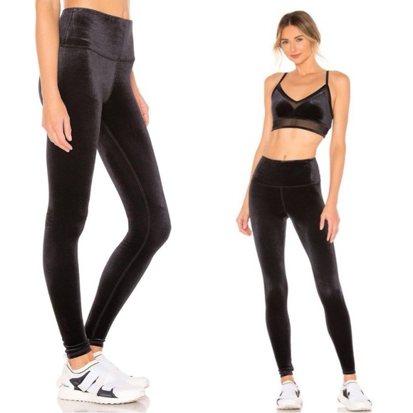 Alo Yoga High Waist Posh Velvet Legging In Black Size Small - Picture 2 of 9